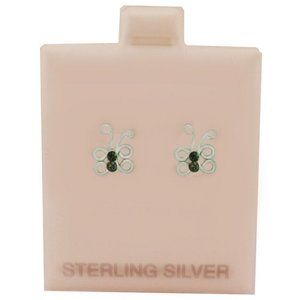 BUTTERFLY PERIDOTS STUD EARRINGS .925 STERLING SILVER